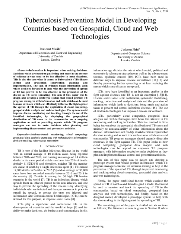 (PDF) Tuberculosis Prevention Model in Developing Countries based on ...