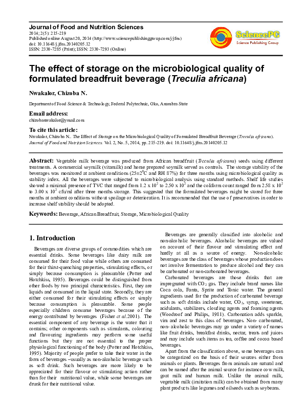 (PDF) The Effect of Storage on the Microbiological Quality of ...