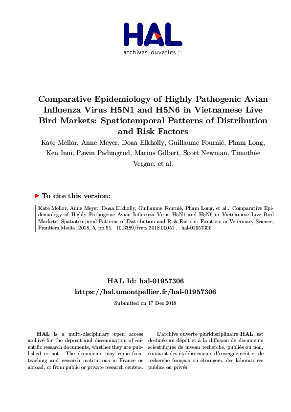 (PDF) Comparative Epidemiology of Highly Pathogenic Avian Influenza ...
