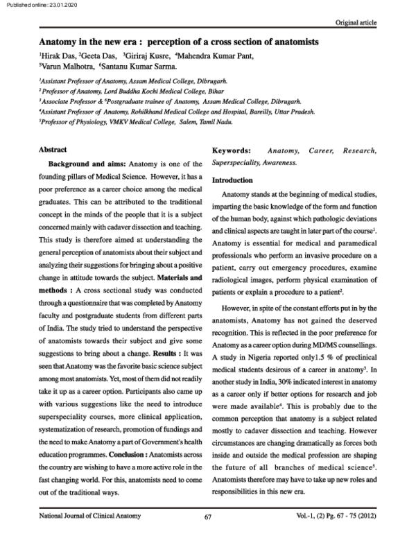 (PDF) Anatomy in the new era : perception of a cross section of ...