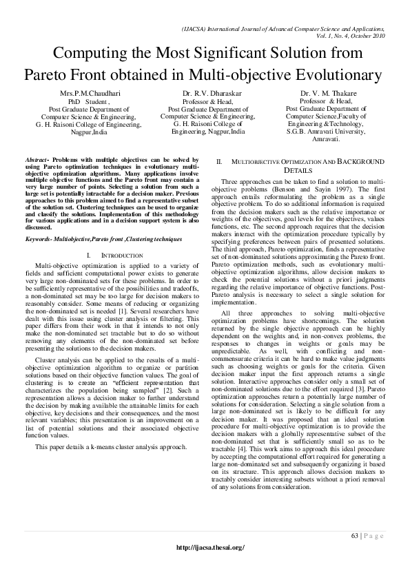 (PDF) Computing the Most Significant Solution from Pareto Front ...