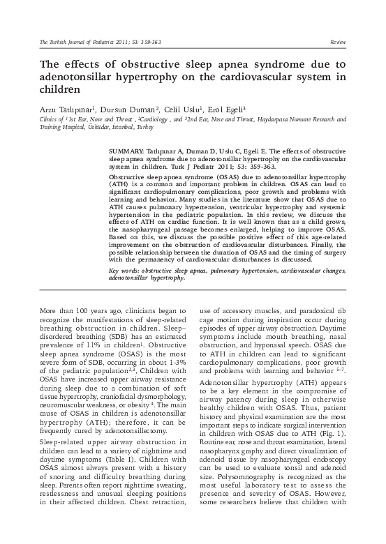 (PDF) The effects of obstructive sleep apnea syndrome due to ...