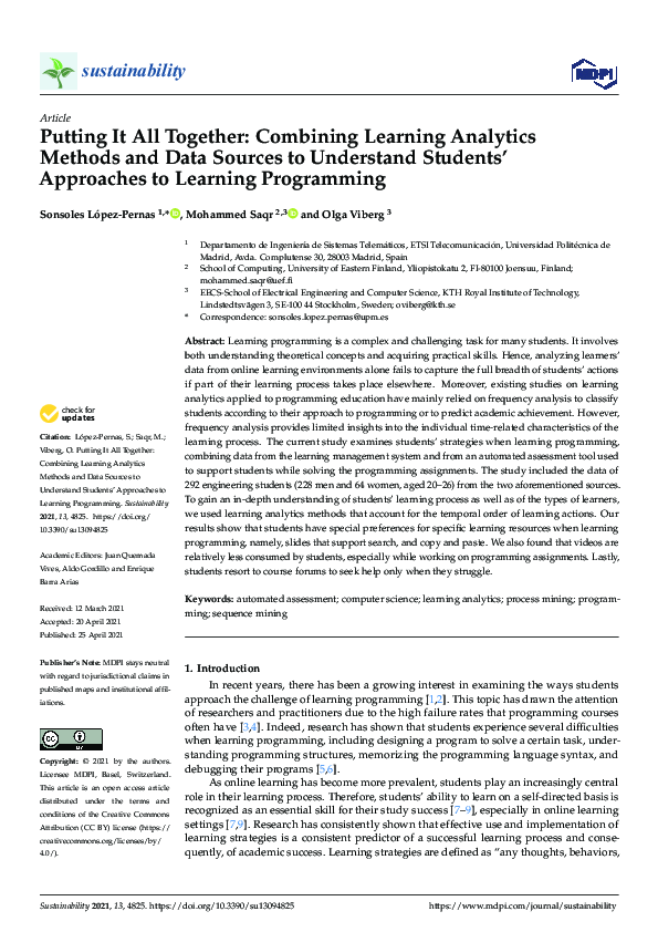 (PDF) Putting It All Together: Combining Learning Analytics Methods and ...