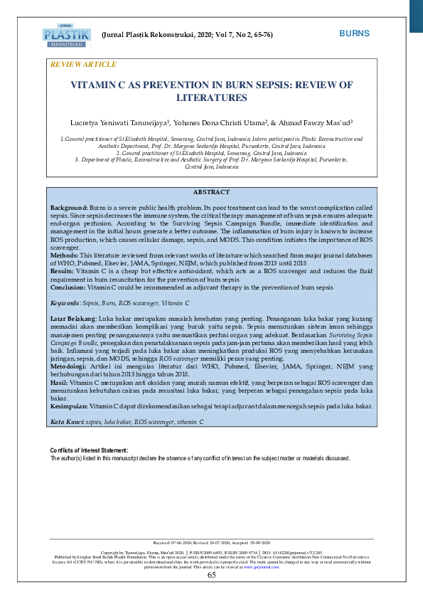 (PDF) Vitamin C as Prevention in Burn Sepsis
