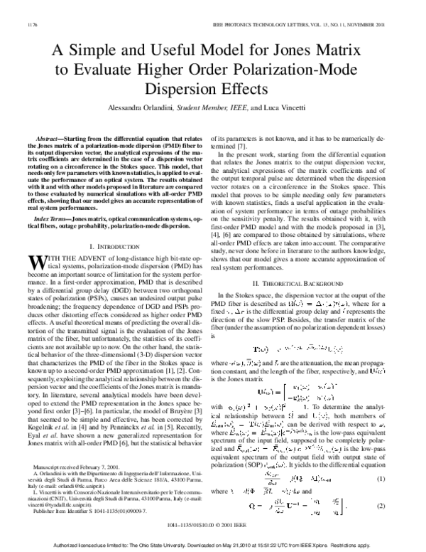(PDF) A simple and useful model for Jones matrix to evaluate higher ...