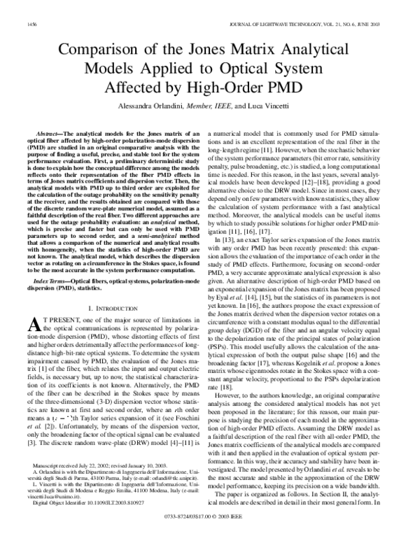 (PDF) Comparison of the jones matrix analytical models applied to ...