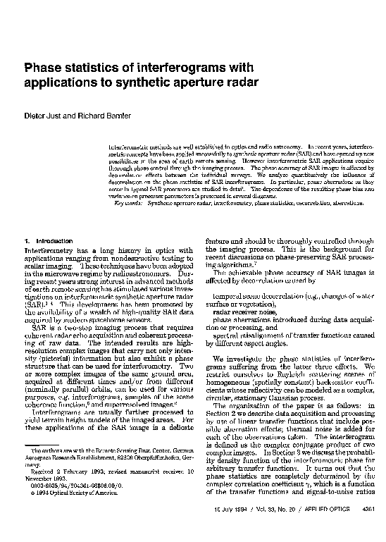 (PDF) Phase statistics of interferograms with applications to synthetic ...