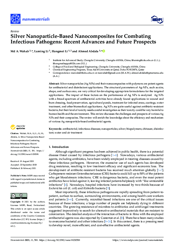 (PDF) Silver Nanoparticle-Based Nanocomposites for Combating Infectious ...