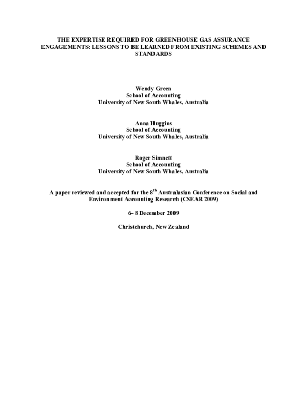 (PDF) The expertise required for greenhouse gas assurance engagements ...