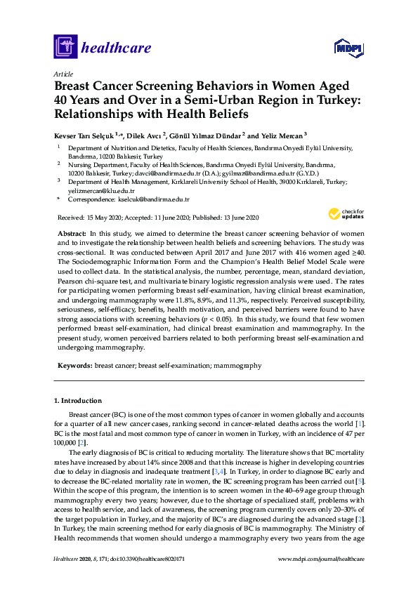 (PDF) Breast Cancer Screening Behaviors in Women Aged 40 Years and Over ...