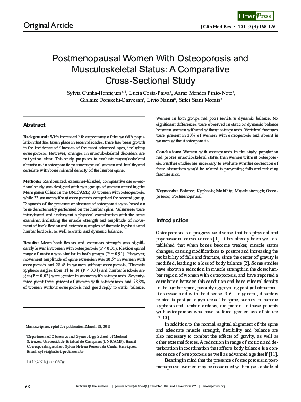 (PDF) Postmenopausal women with osteoporosis and musculoskeletal status ...