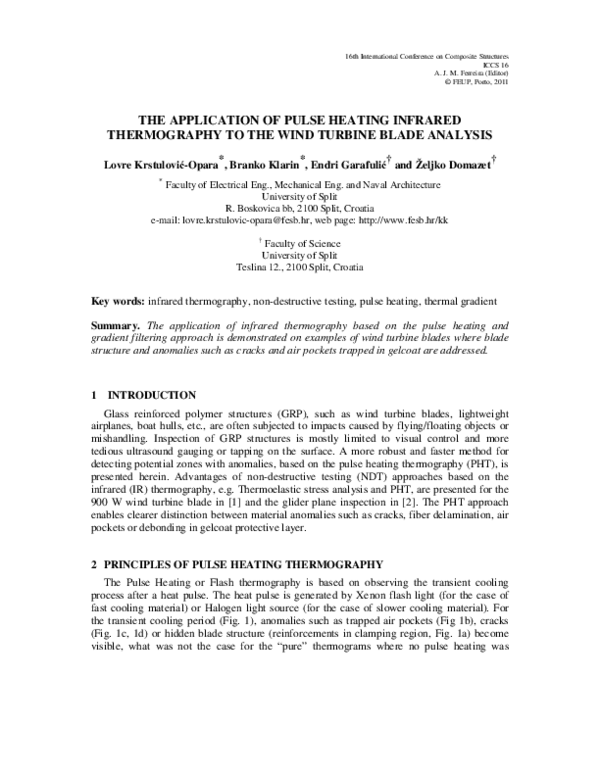 (PDF) The Application of Pulse Heating Infrared Thermography to the ...