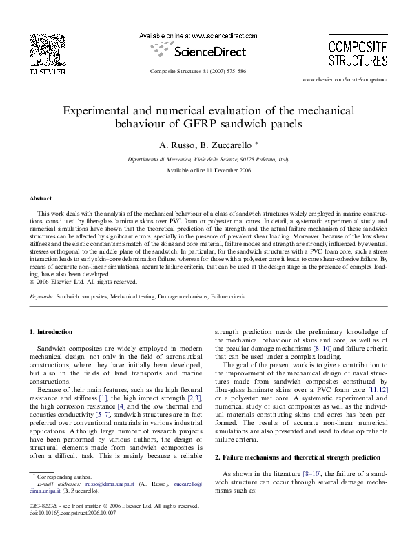 (PDF) Experimental and numerical evaluation of the mechanical behaviour ...