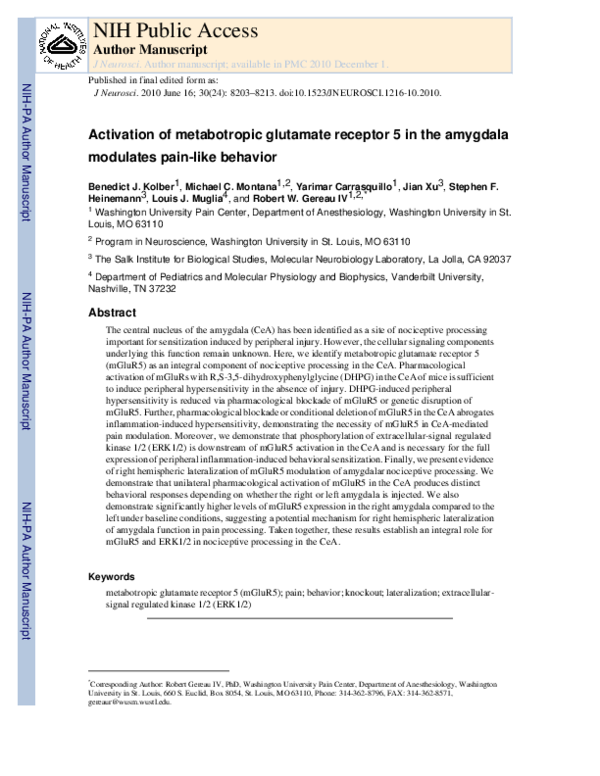 (PDF) Activation of metabotropic glutamate receptors does not alter the ...