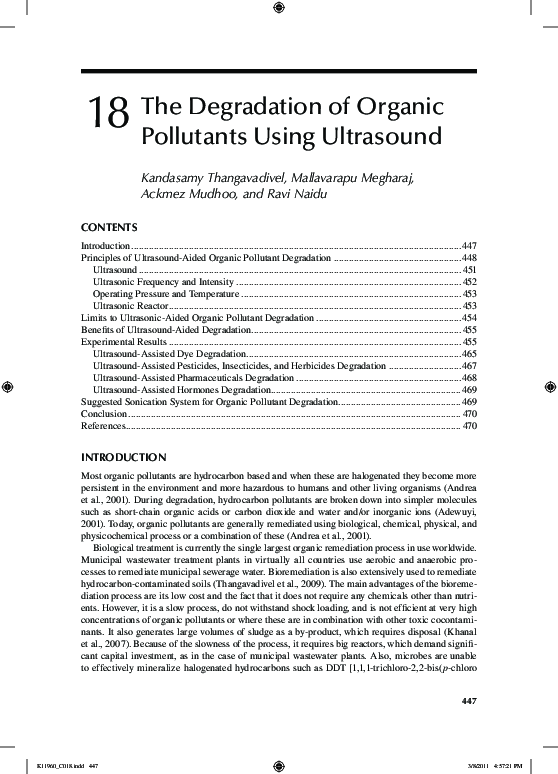 (PDF) Degradation of organic pollutants using ultrasound