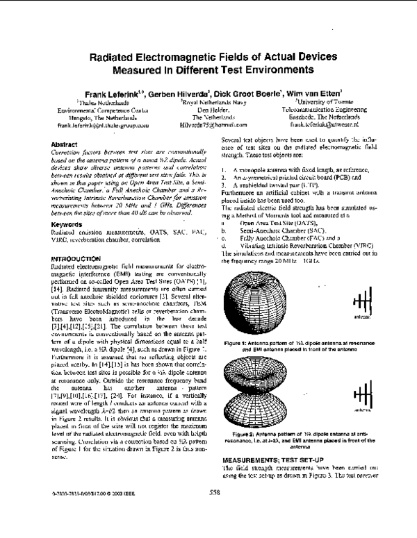 (PDF) Radiated electromagnetic fields of actual devices measured in ...