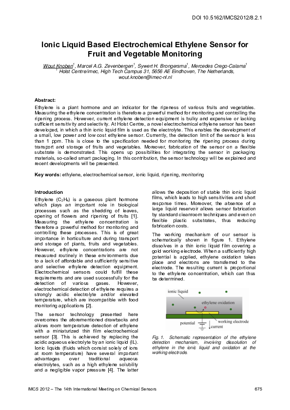 (PDF) Ionic-liquid based electrochemical ethylene sensor
