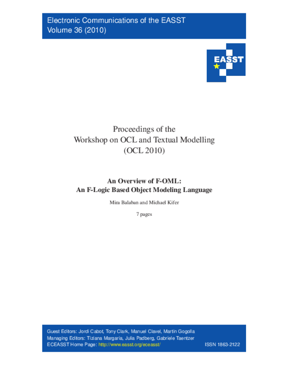 (PDF) An overview of F-OML: An F-Logic based object modeling language