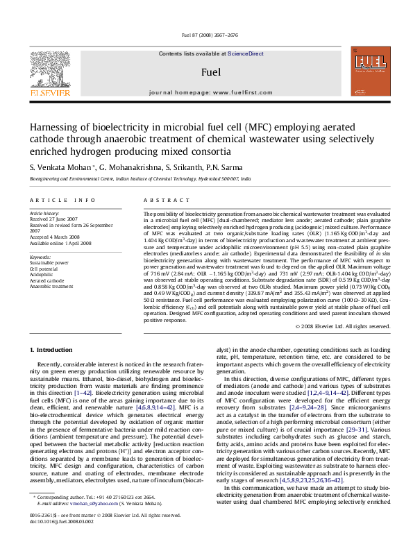 (PDF) Harnessing of bioelectricity in microbial fuel cell (MFC ...