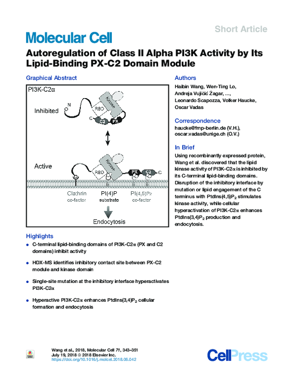 (PDF) Autoregulation of Class II Alpha PI3K Activity by Its Lipid ...