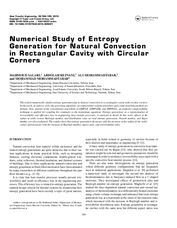 (PDF) Numerical Study of Entropy Generation for Natural Convection in ...
