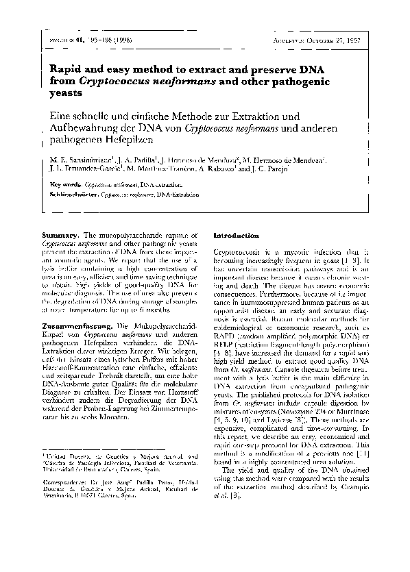 (PDF) Rapid and easy method to extract and preserve DNA from ...