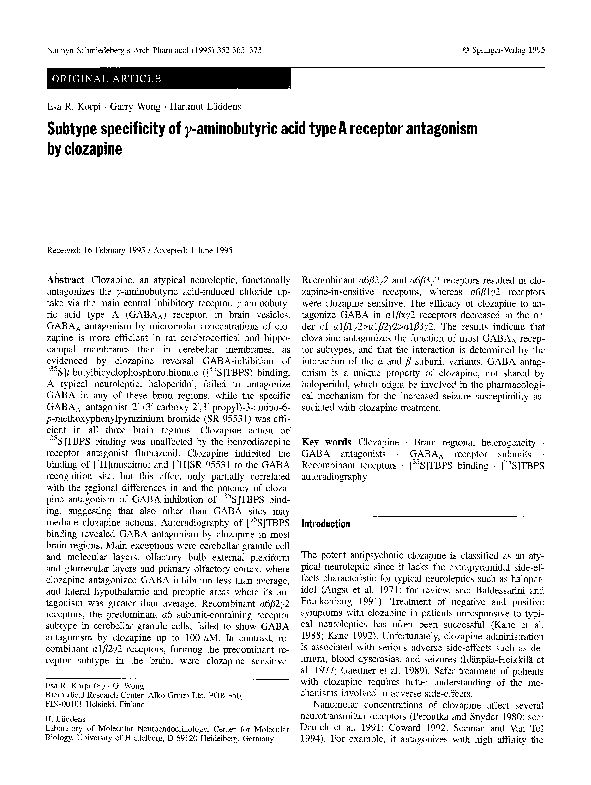 (PDF) Subtype specificity of ?-aminobutyric acid type A receptor ...