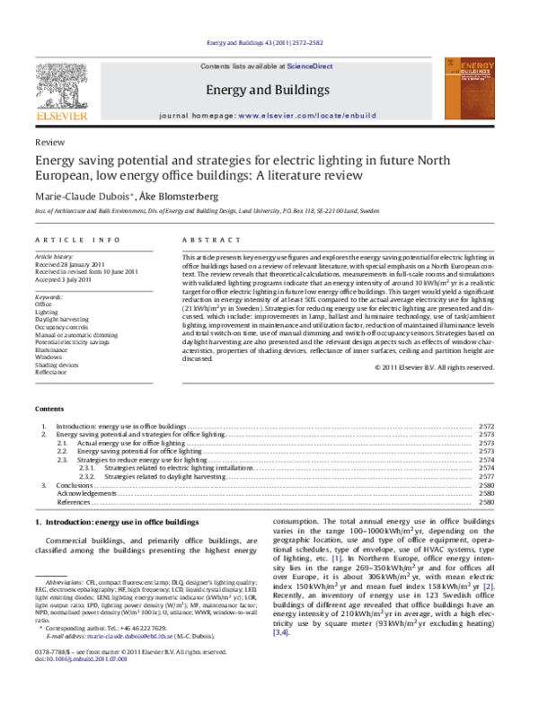 (PDF) Energy saving potential and strategies for electric lighting in ...