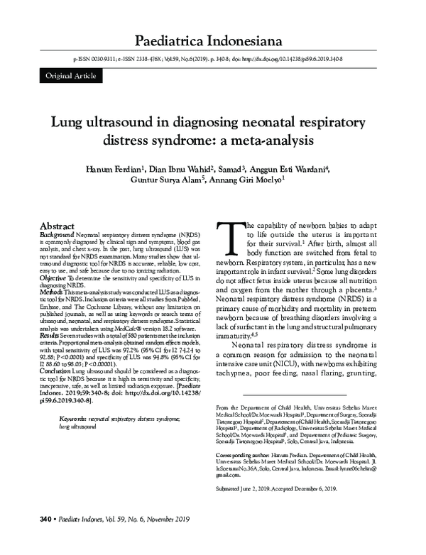 (PDF) Lung ultrasound in diagnosing neonatal respiratory distress ...