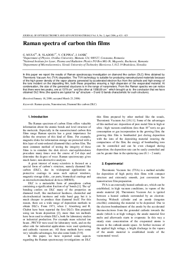 (PDF) Raman spectra of carbon thin films