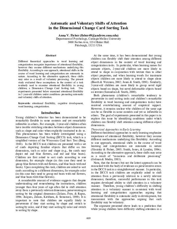 (PDF) Automatic and voluntary shifts of attention of the Dimensional ...
