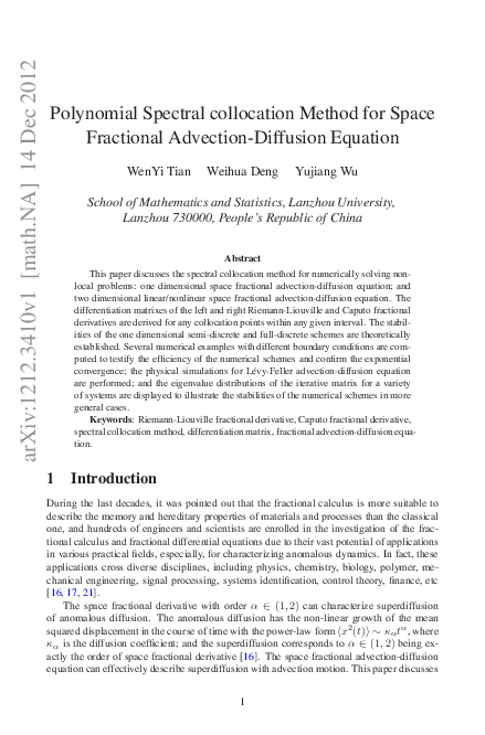 (PDF) Polynomial spectral collocation method for space fractional ...