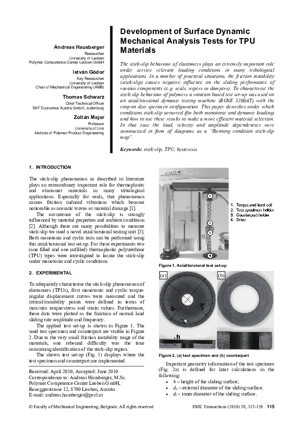 (PDF) Development of Surface Dynamic Mechanical Analysis Tests for TPU ...
