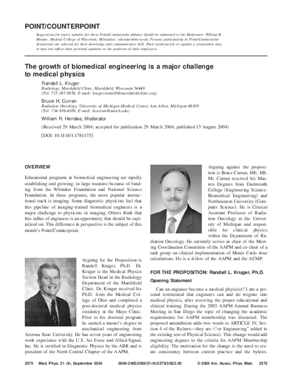 (PDF) The growth of biomedical engineering is a major challenge to ...