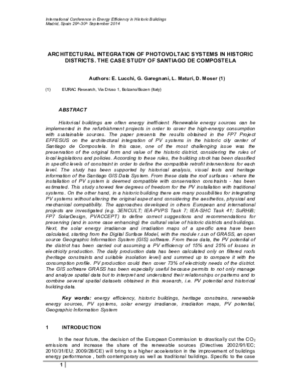 (PDF) Architectural Integration of Photovoltaic Systems in Historic ...