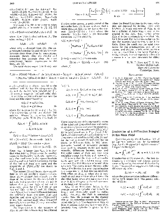 (PDF) Evaluation of a diffraction integral in the near field