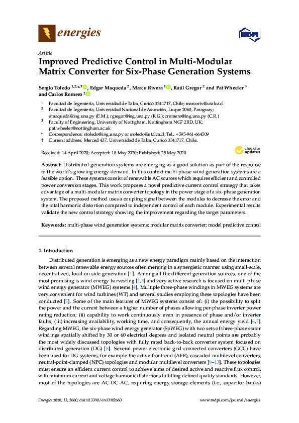 (PDF) Improved Predictive Control in Multi-Modular Matrix Converter for ...