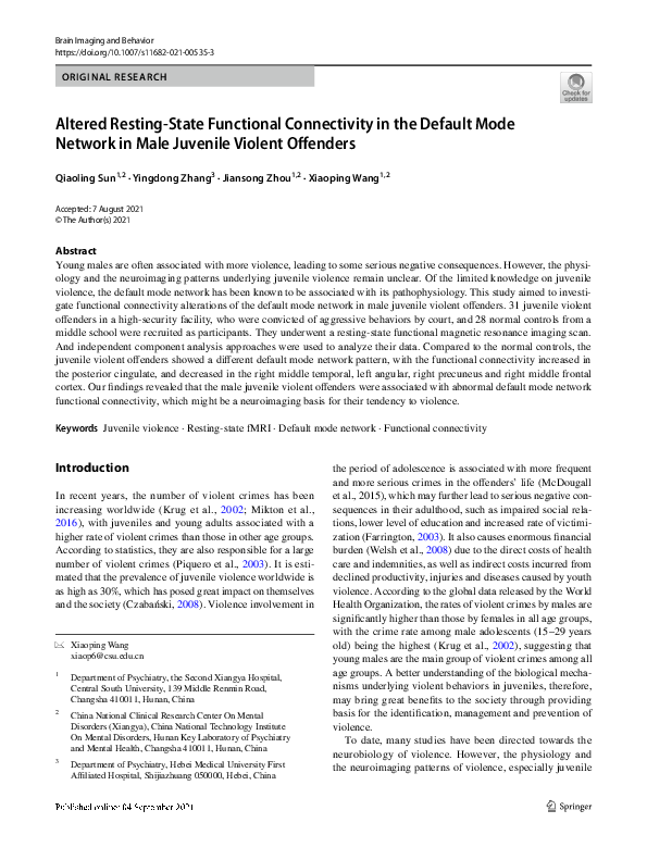 (PDF) Altered resting state functional connectivity of the amygdala in ...