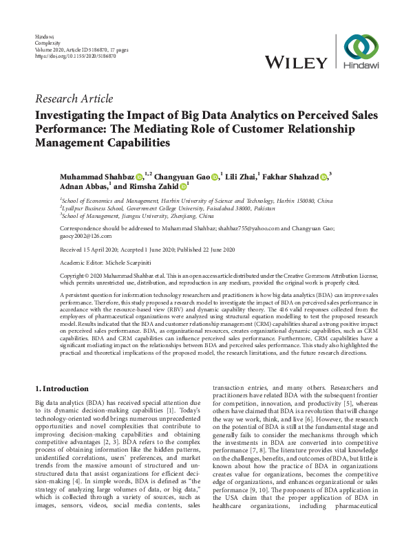 (PDF) Investigating the Impact of Big Data Analytics on Perceived Sales ...