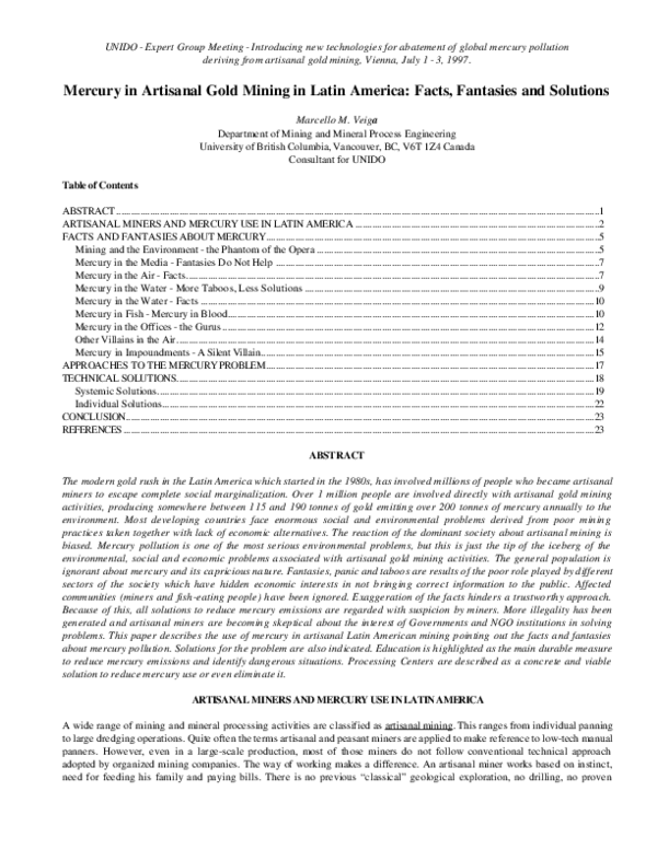 (PDF) Mercury in artisanal gold mining in Latin America: Facts ...