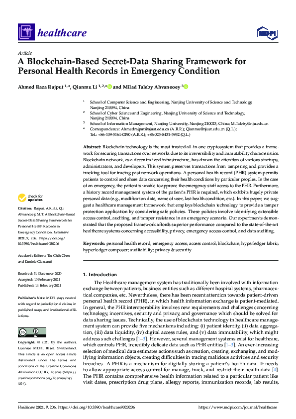 (PDF) A Blockchain-Based Secret-Data Sharing Framework for Personal ...