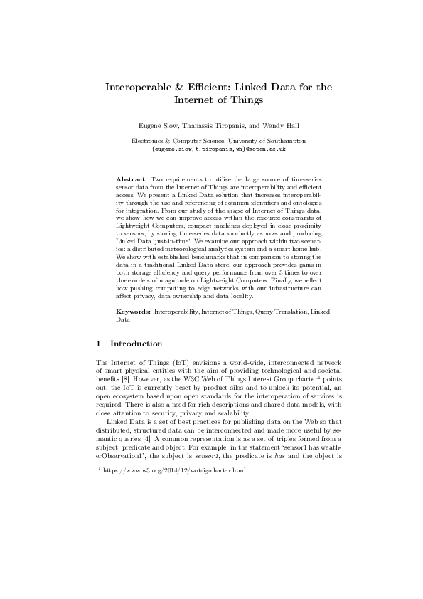 (PDF) Interoperable and Efficient: Linked Data for the Internet of Things
