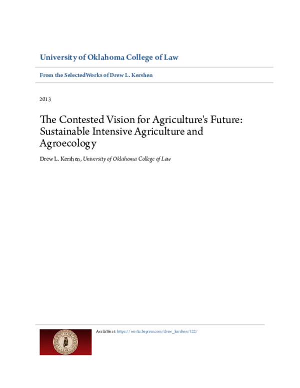 (PDF) The Contested Vision for Agriculture's Future: Sustainable ...