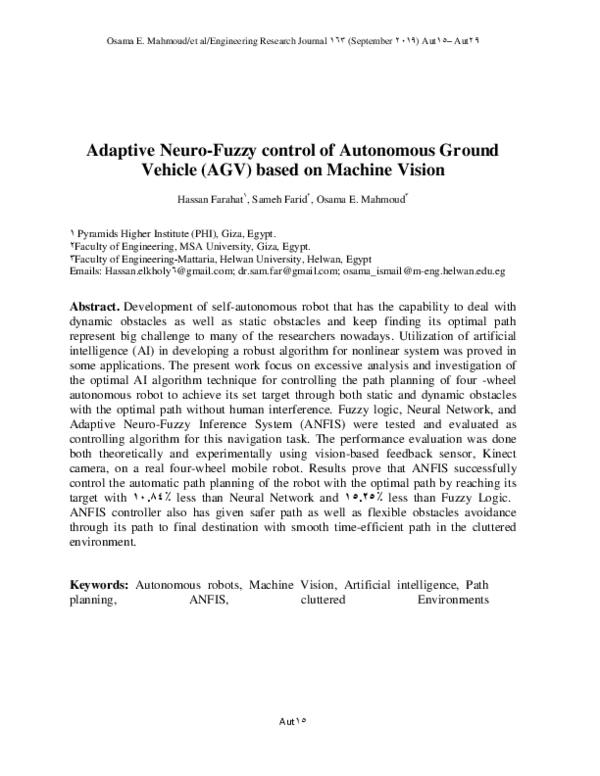 (PDF) Adaptive Neuro-Fuzzy control of Autonomous Ground Vehicle (AGV ...