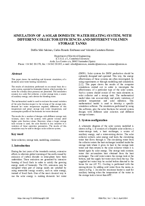 (PDF) Simulation of a solar domestic water heating system using a time ...