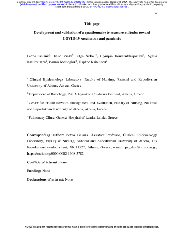 (PDF) Development and validation of a questionnaire to measure ...