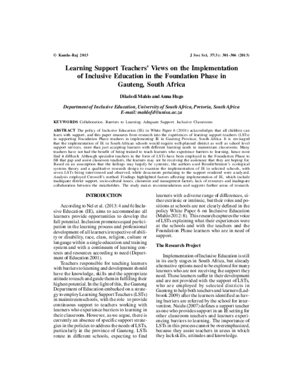 (PDF) Learning Support teachers' views on the implementation of ...