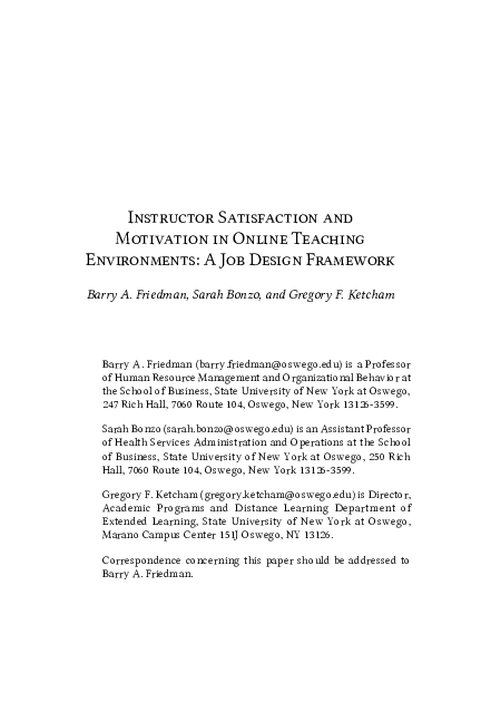 (PDF) Instructor Satisfaction and Motivation in Online Teaching ...
