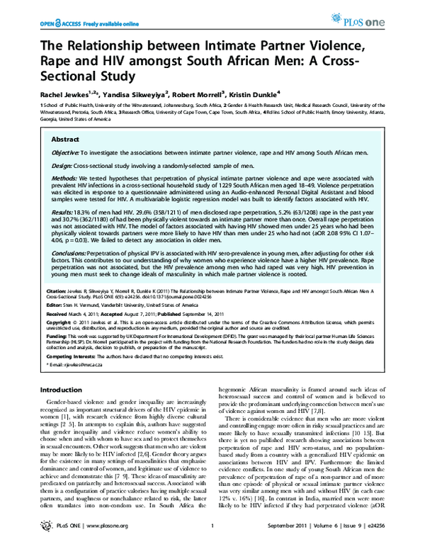 (PDF) The Relationship between Intimate Partner Violence, Rape and HIV ...