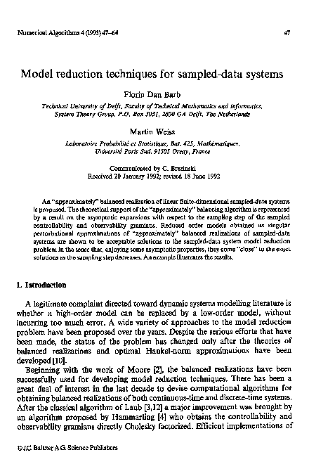 (PDF) Model reduction techniques for sampled-data systems